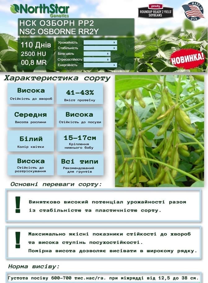 Фото характеристик сои НСК Озборн