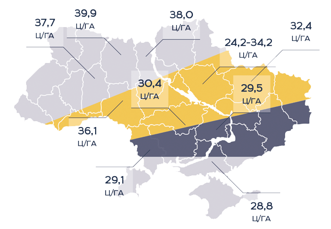Карта урожайности НС Сумо 007 по Украине
